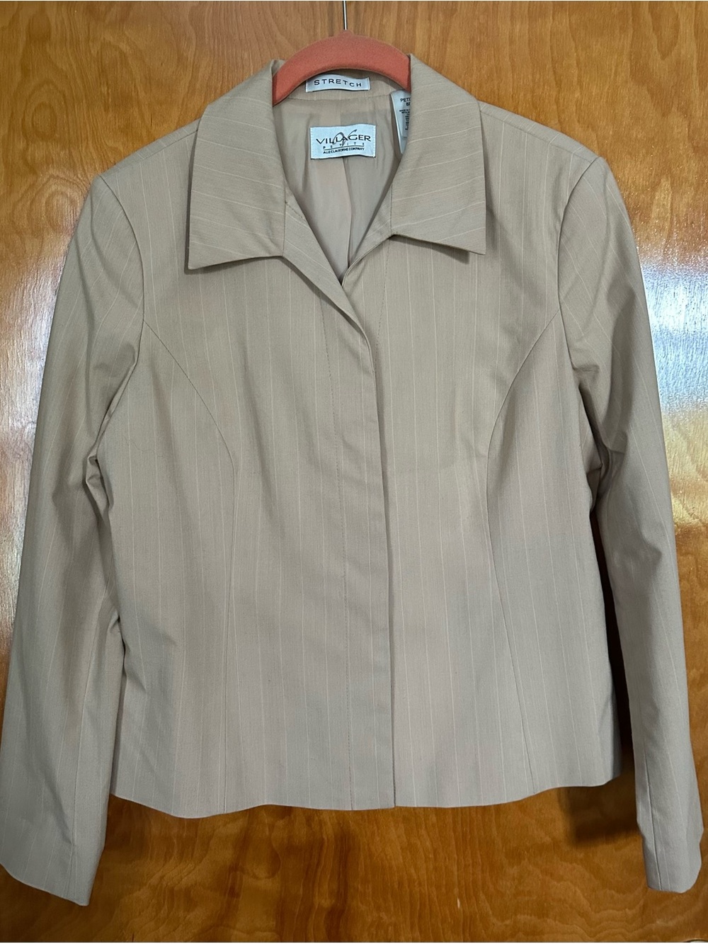 Villager Beige Pinstripe Women's Blazer Jacket